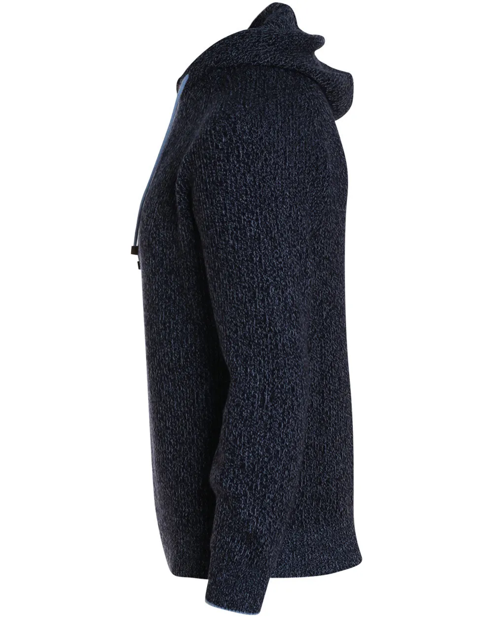 Navy and Light Blue Wool Blend Ribbed Hoodie