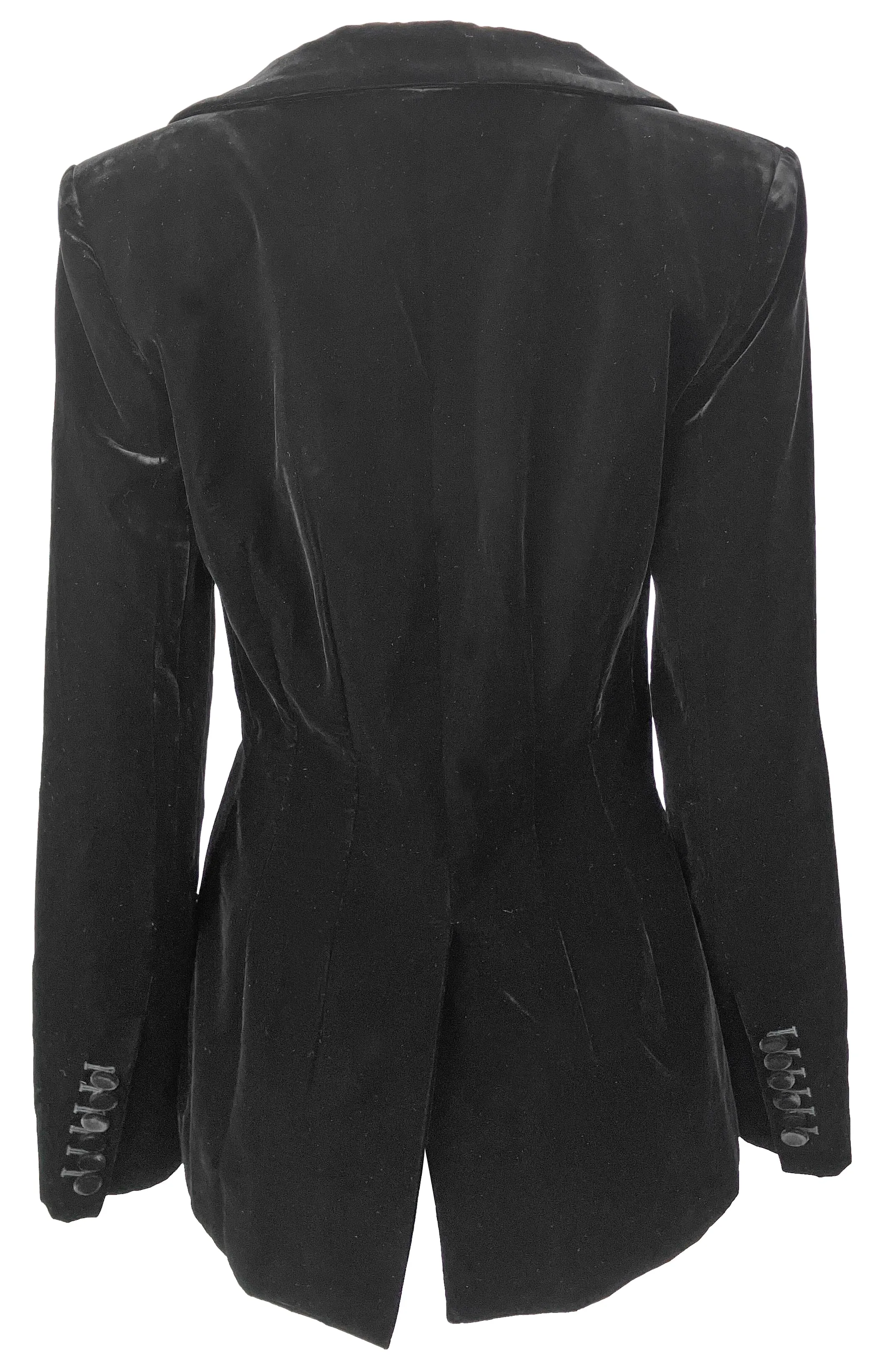 Nina Ricci Double-Breasted Satin-Trimmed Velvet Blazer in Black