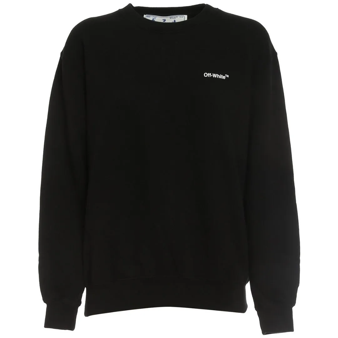 Off-White Diag Design on Back Regular Fit Black Sweatshirt