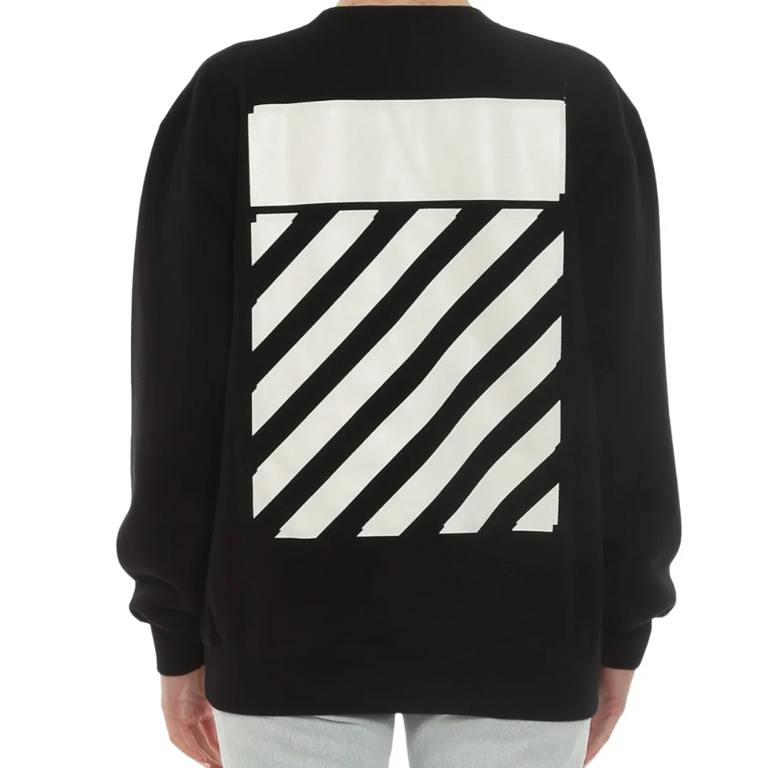 Off-White Diag Design on Back Regular Fit Black Sweatshirt