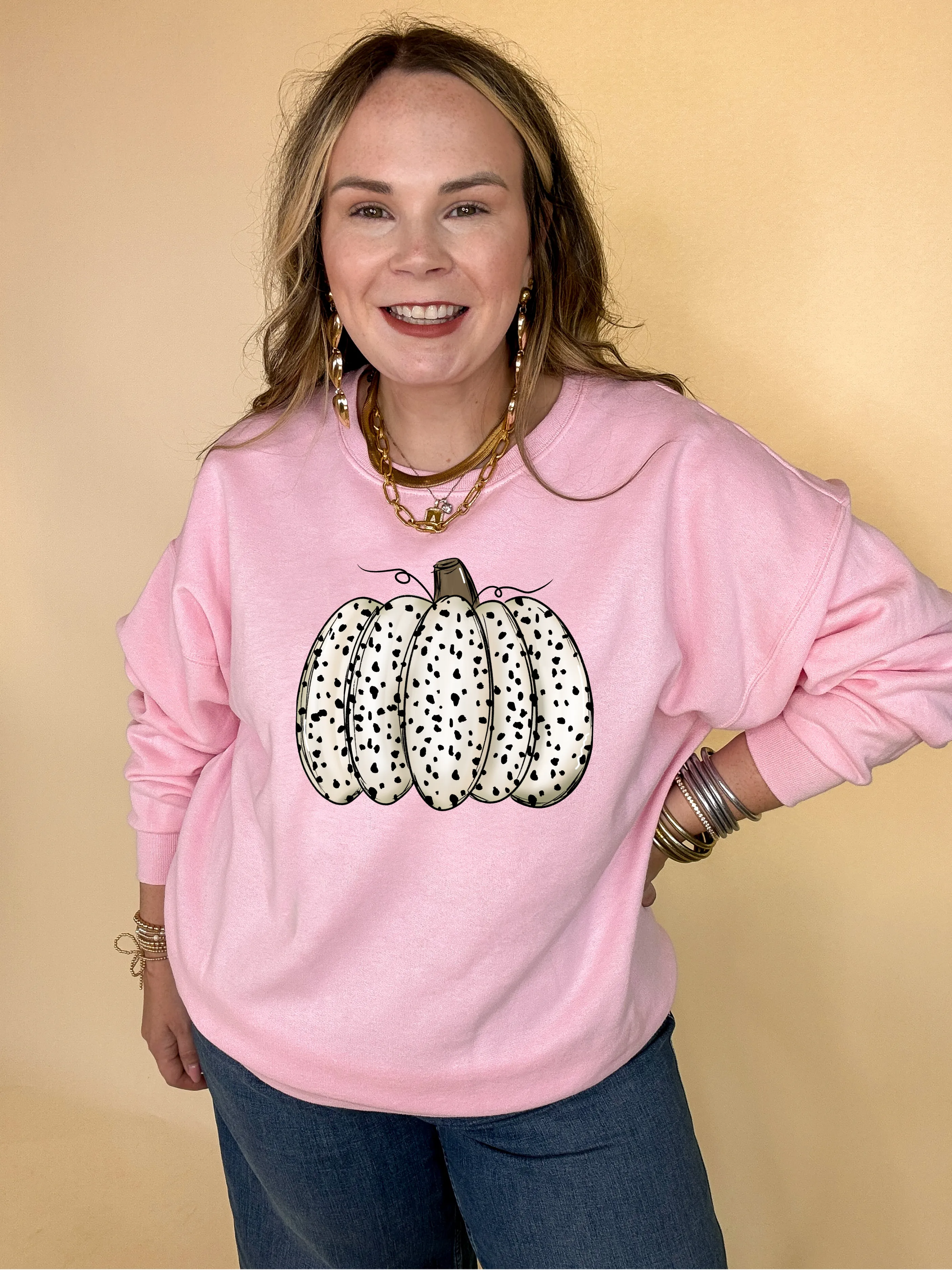 Online Exclusive | Spotted Harvest Pumpkin Graphic Sweatshirt in Multiple Color Options