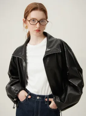 Oversized Leather Bomber Jacket