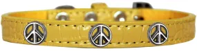 Peace Sign Widget Croc Dog Collar Yellow Size 20