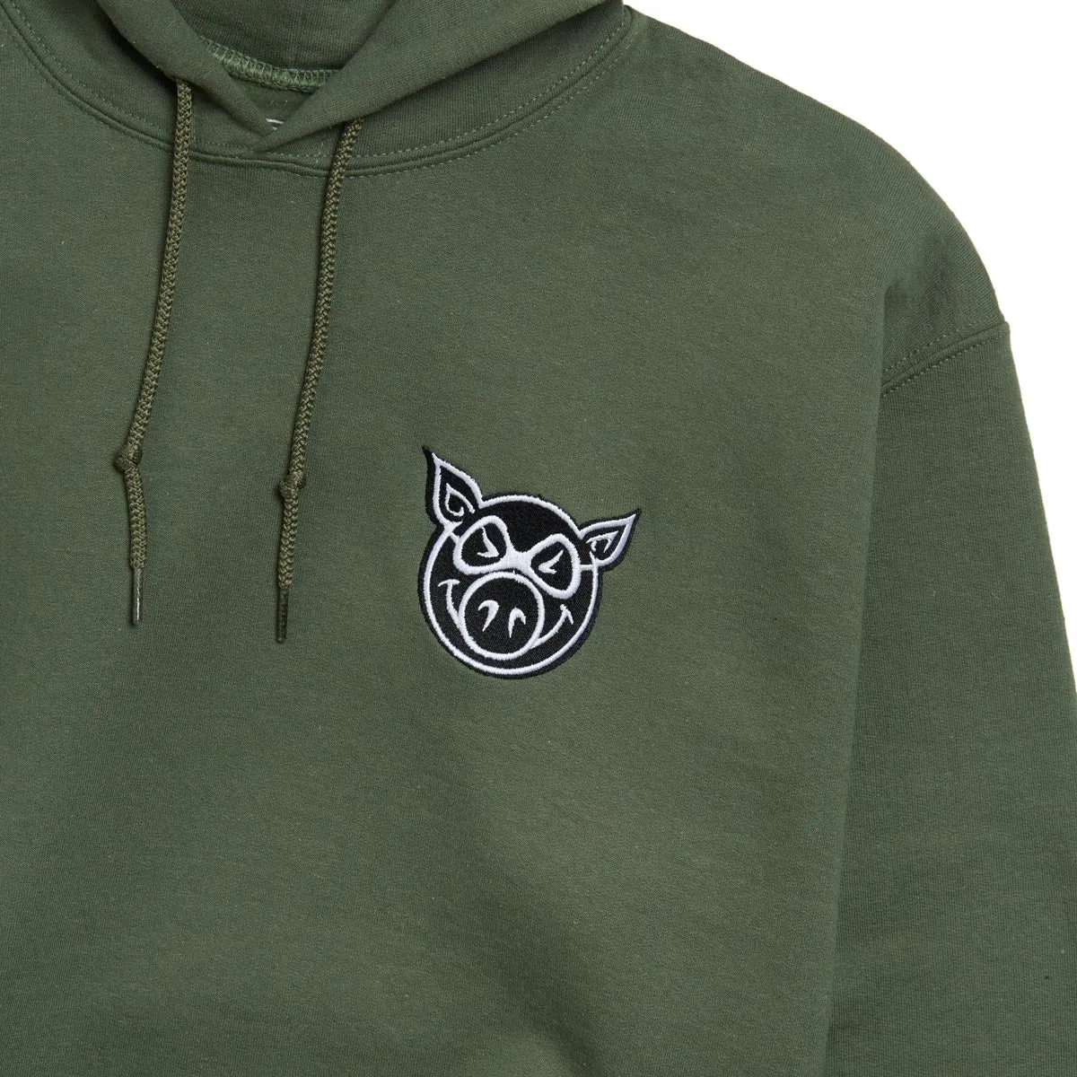 Pig Head Embroidered Hoodie - Army