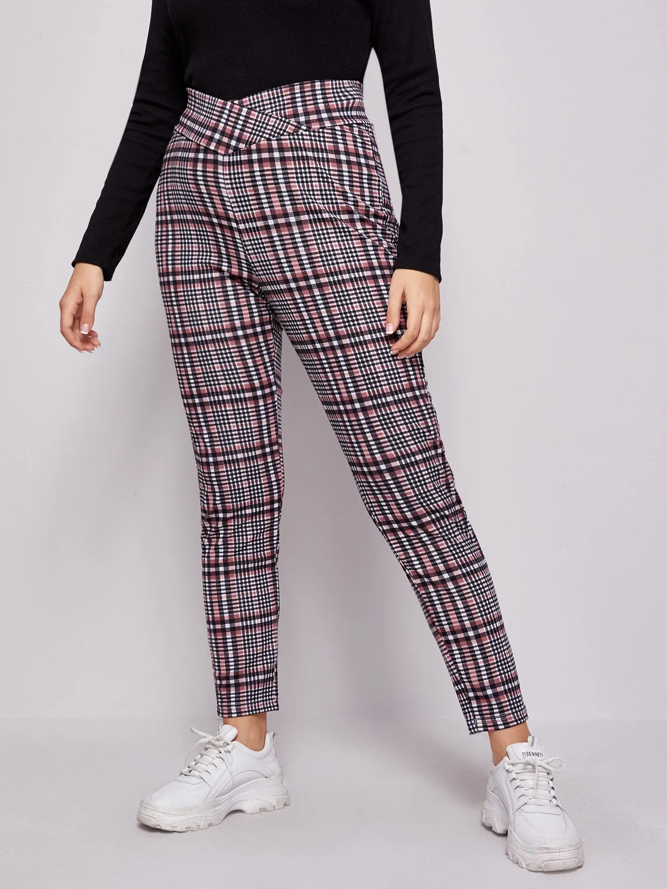 Plaid Wrap Long Plus Size Leggings