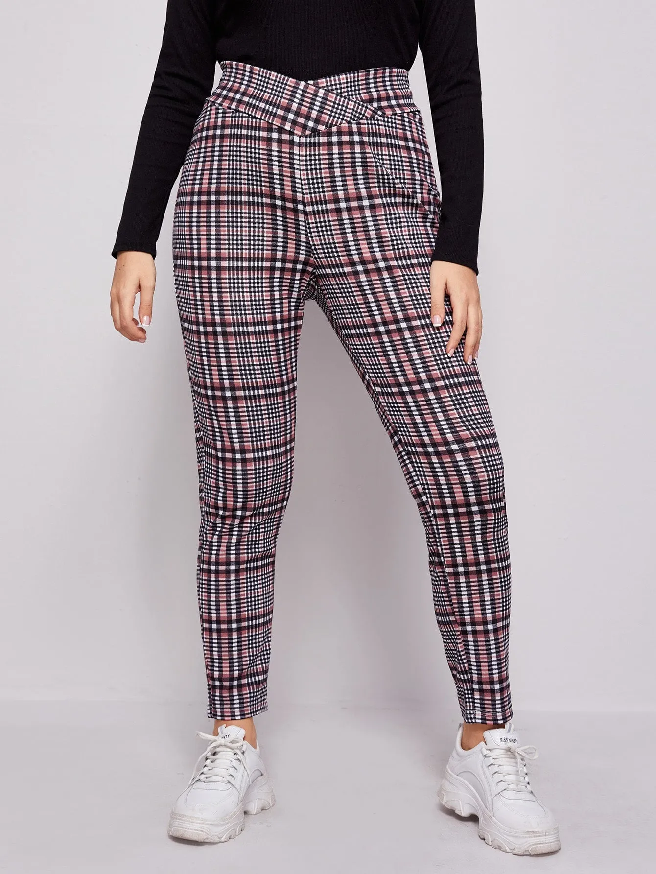 Plaid Wrap Long Plus Size Leggings