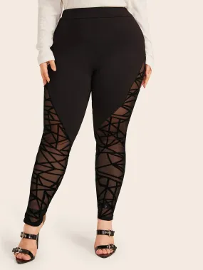 Plain Sheer Long Plus Size Leggings