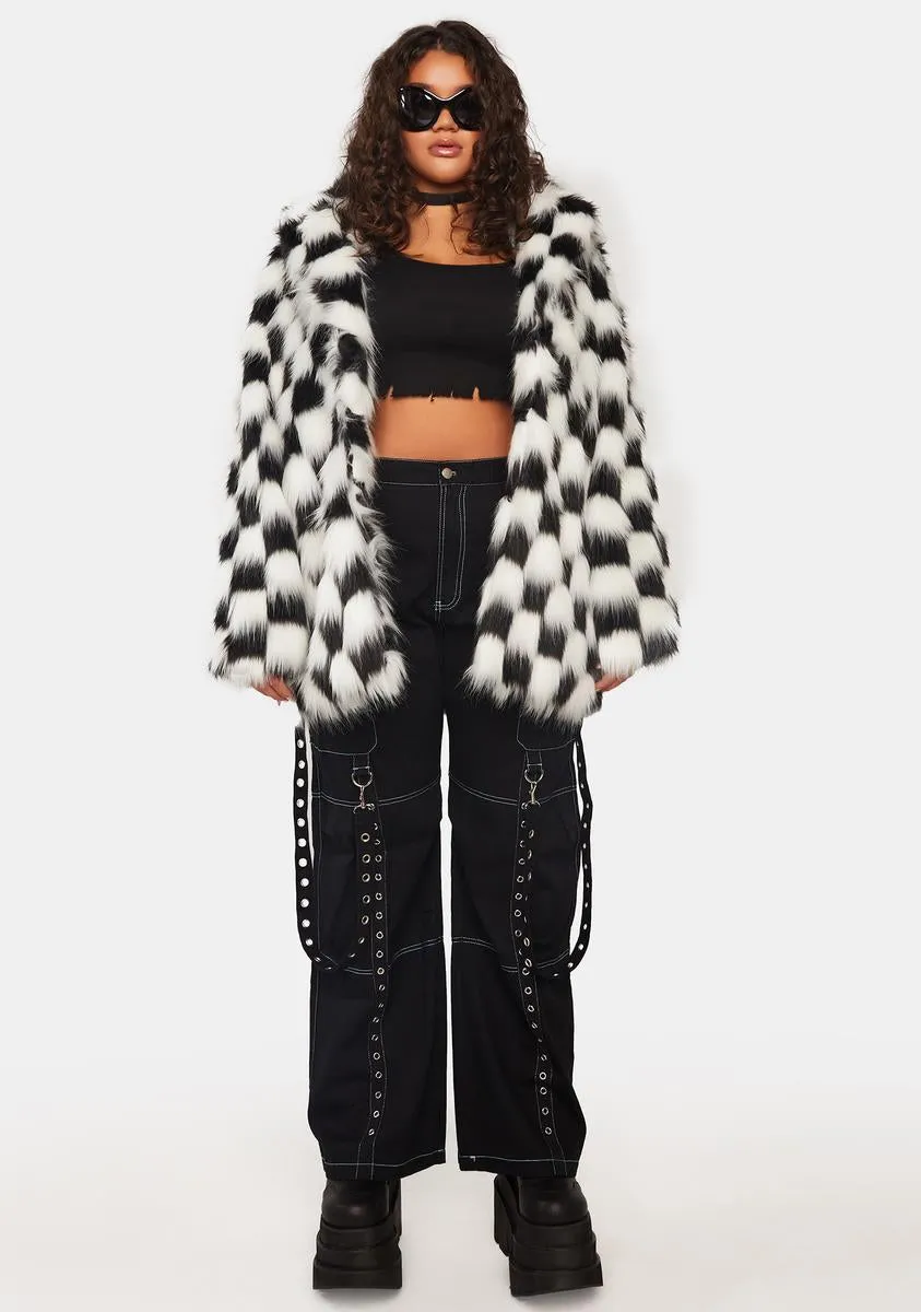 Plus Checkered Recipe For Disaster Faux Fur Coat