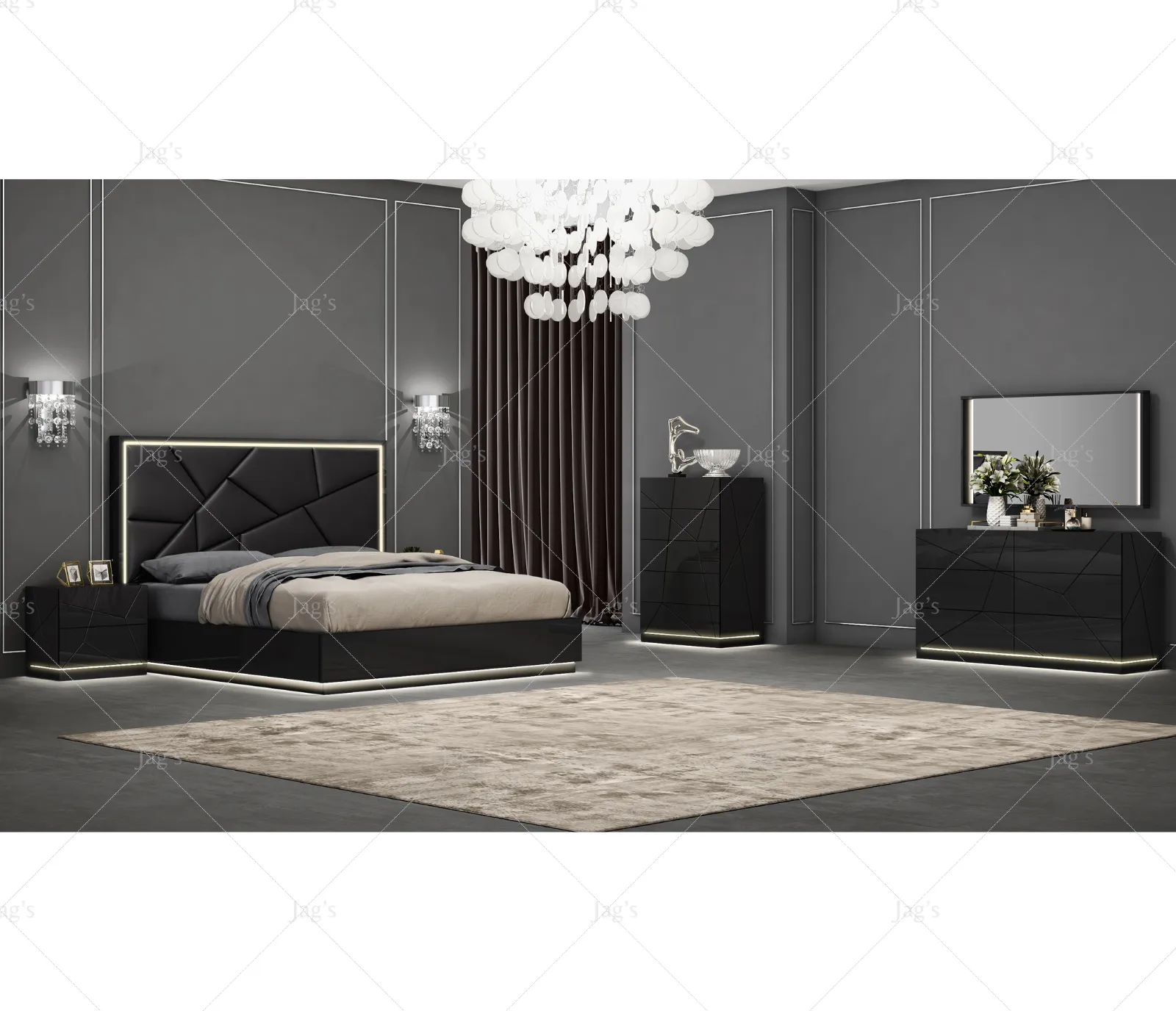 Pluto Dresser & Mirror - Jet Black