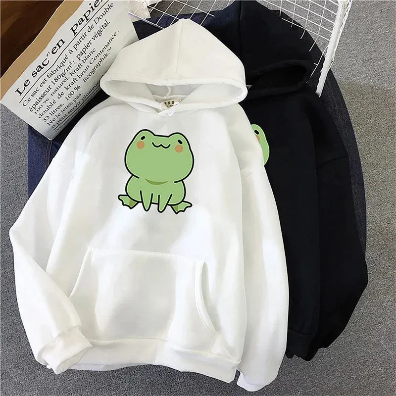 POLFO Frog Printed Pullover Hoodie - Women's