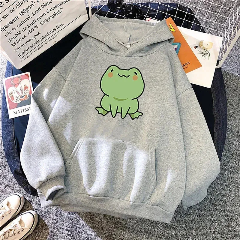 POLFO Frog Printed Pullover Hoodie - Women's