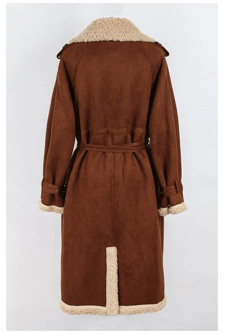 Pre Order:  Shearling Faux Suede Sheepskin Coat