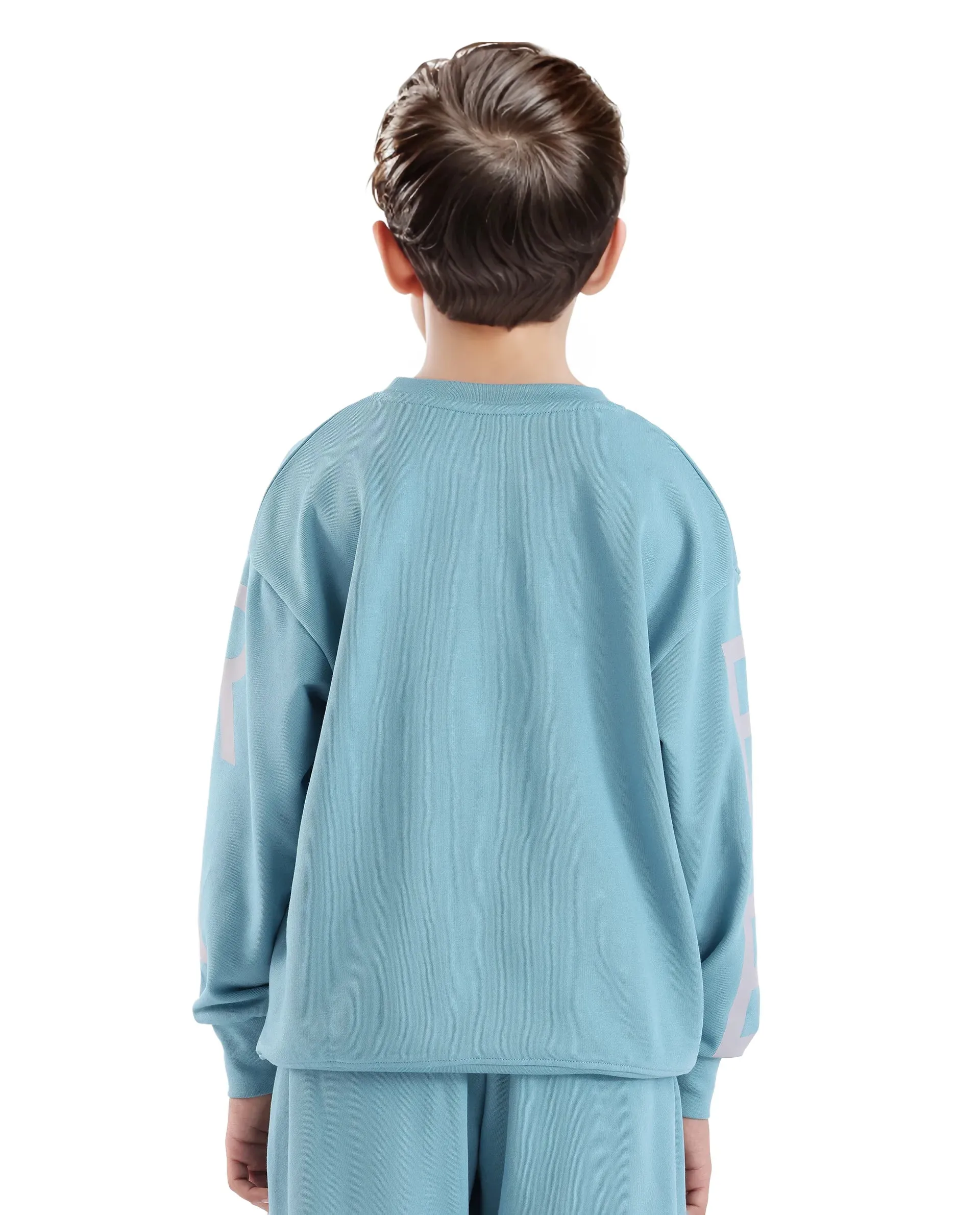 Rare Ones Kids Joen Blue Cotton Poly Full Sleeve Plastisol Print Sweatshirt