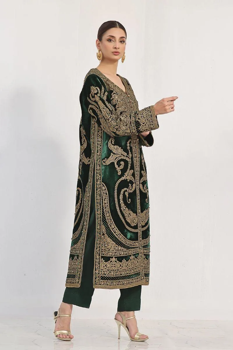 Rizwan Beyg Design - Veroz - Pure Velvet - Green - 1 Piece