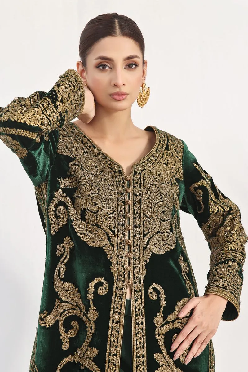 Rizwan Beyg Design - Veroz - Pure Velvet - Green - 1 Piece