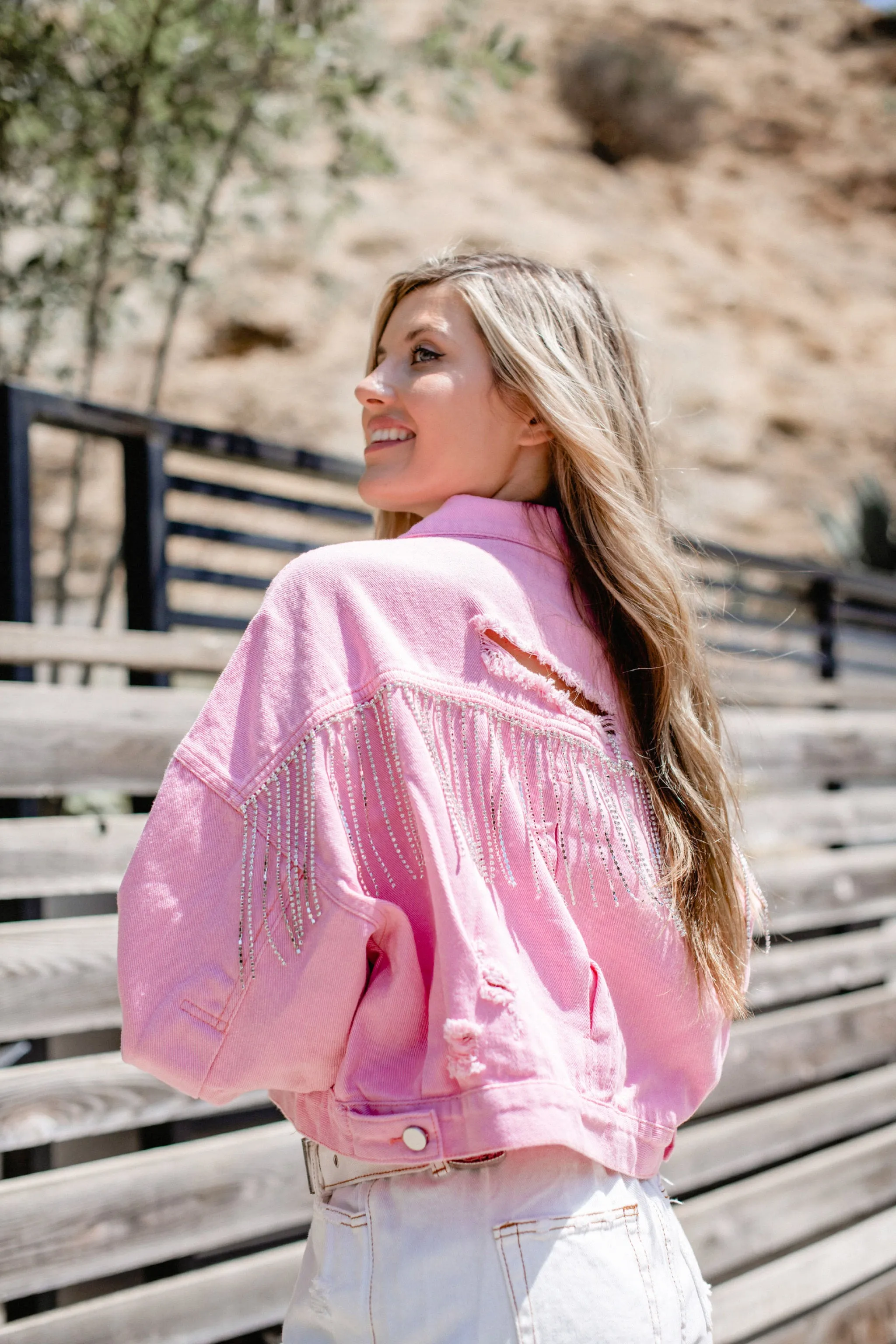 Rodeo Glam Denim Jacket - Light Pink