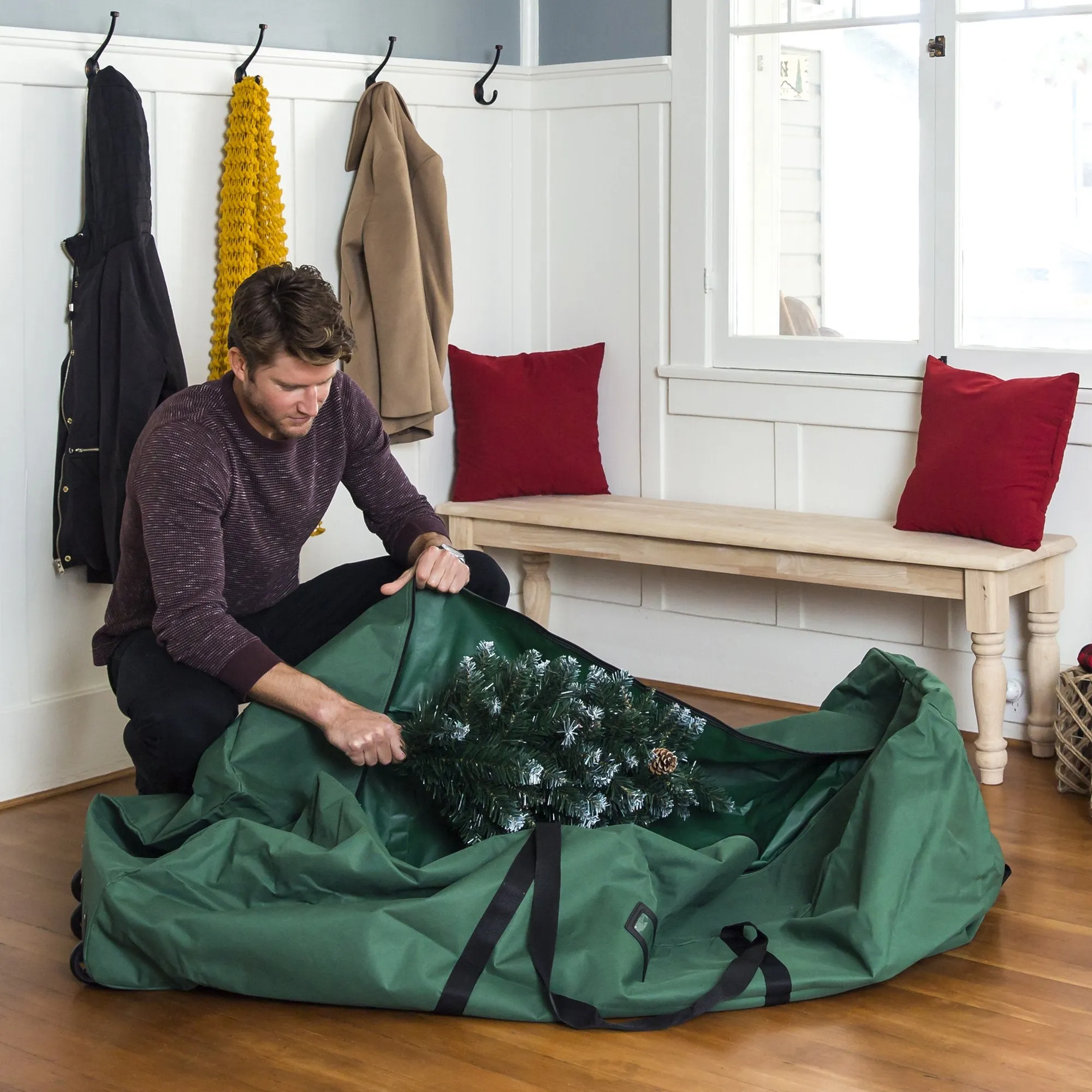 Rolling Duffle Storage Bag for 9ft Christmas Tree w/ Wheels, Handle