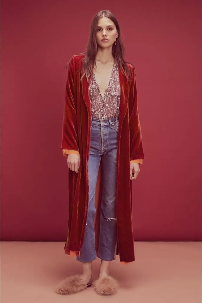 Rust Nadine Velvet Coat