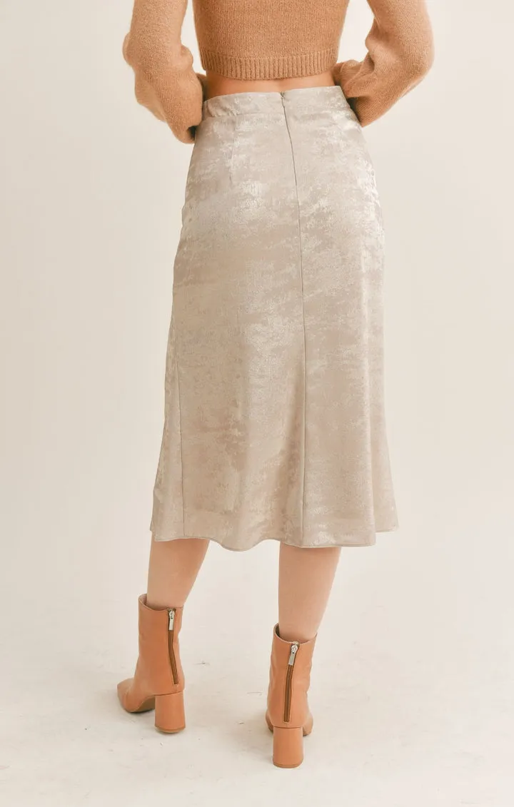 Sage the Label Luxe Life Midi Skirt with Slit in Champagne