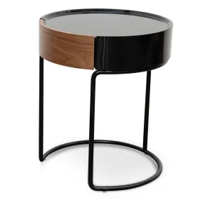 Scandinavian Side Table - Walnut - Black