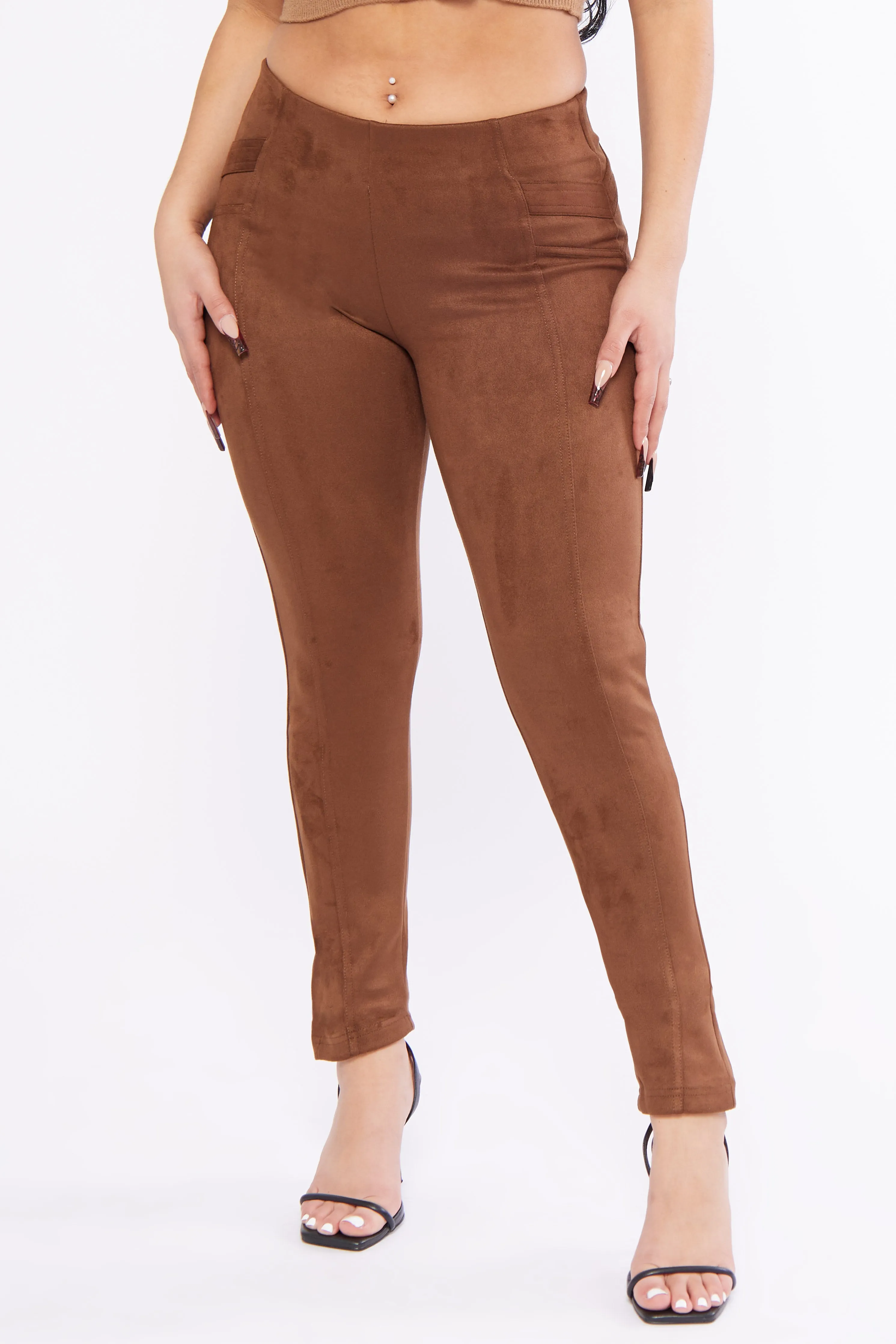 Seamed Suede Skinny Legging