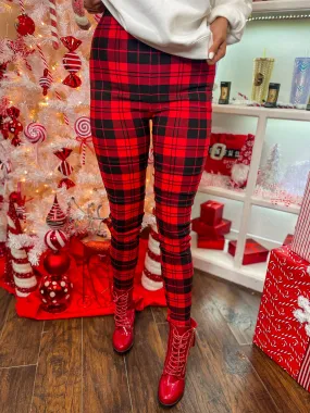 Send My Best Plaid Leggings - Red/Black