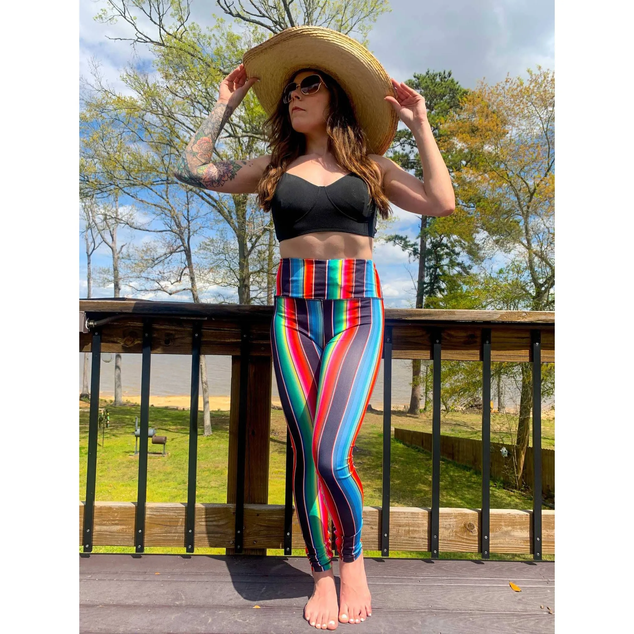 Sexy N Serape Activewear Leggings | High-waisted Printed Stripes Tight Pants [Available in SM, 2XL & 3XL]