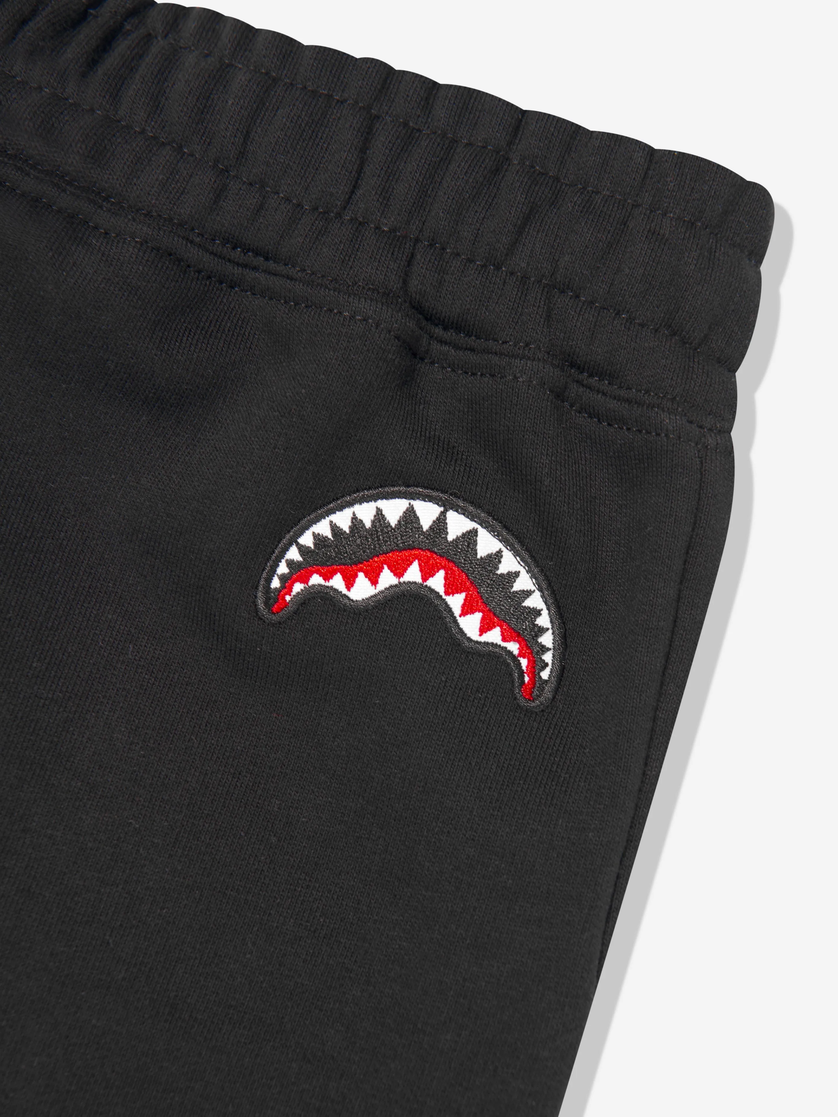 Sprayground Boys Shark Shape Logo Joggers in Black