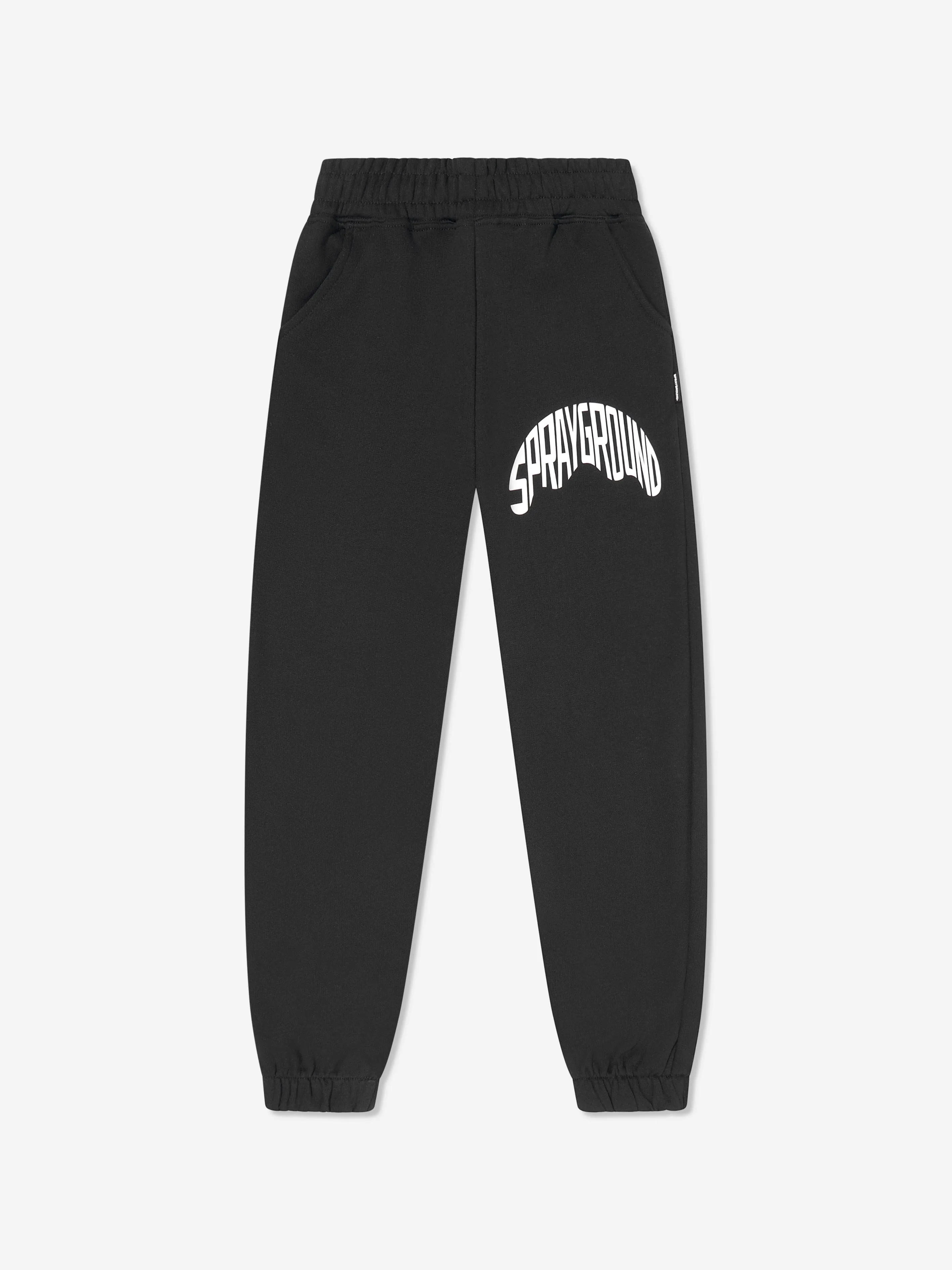 Sprayground Boys Shark Shape Logo Joggers in Black