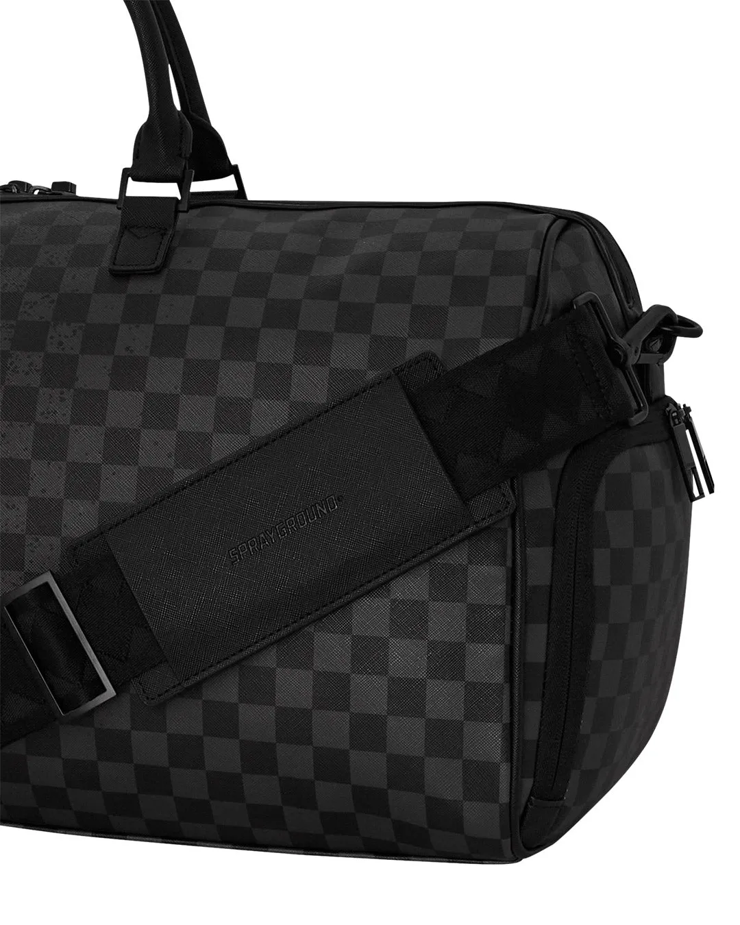 Sprayground Spritz Grey Check Duffle In Black Grey