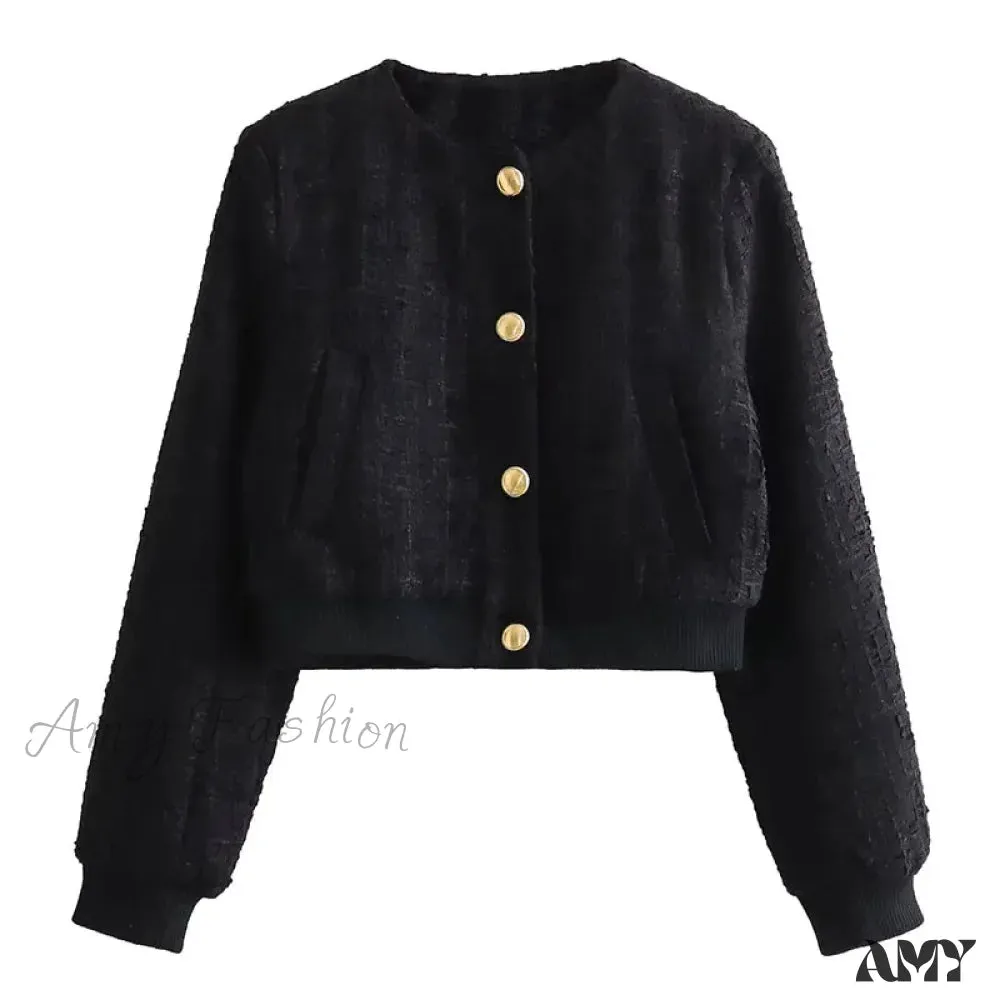 Spring Solid Loose Single Breasted Cropped Cardigan Pockets Coat