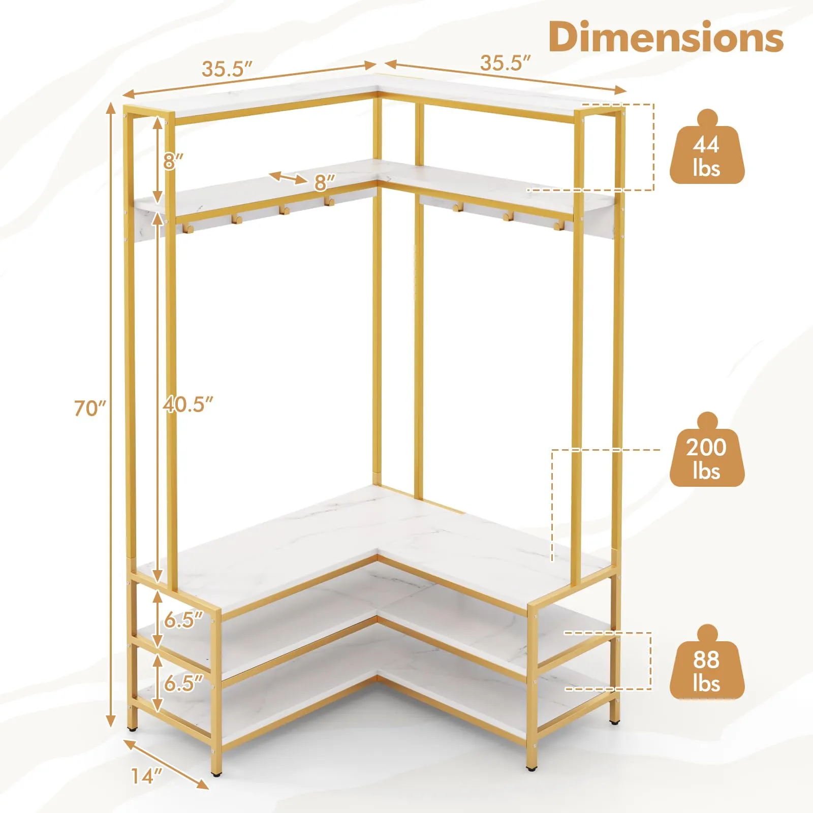 Tangkula Corner Hall Tree, 70 Inch Coat Rack with Bench and Shoe Storage