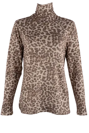 Tasha Polizzi Cashmere Leopard Print Turtleneck