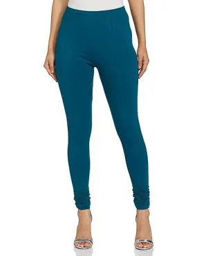 Teal Cotton Blend Churidar Leggings For Women