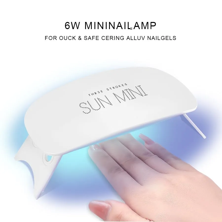 THR3E STROKES UV LED Nail Lamp, Mini UV Light for Gel Nails, 6W USB Portable Fast Drying Gel Polish Curing Light 60S Timer Professional Nail Dryer Manicure Kit for Nail Salon Home DIY