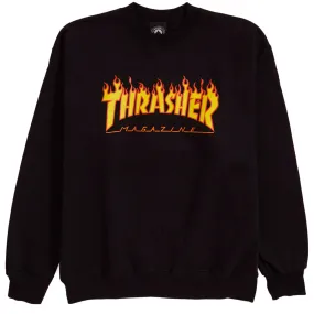 Thrasher Flame Crew Sweatshirt - Black