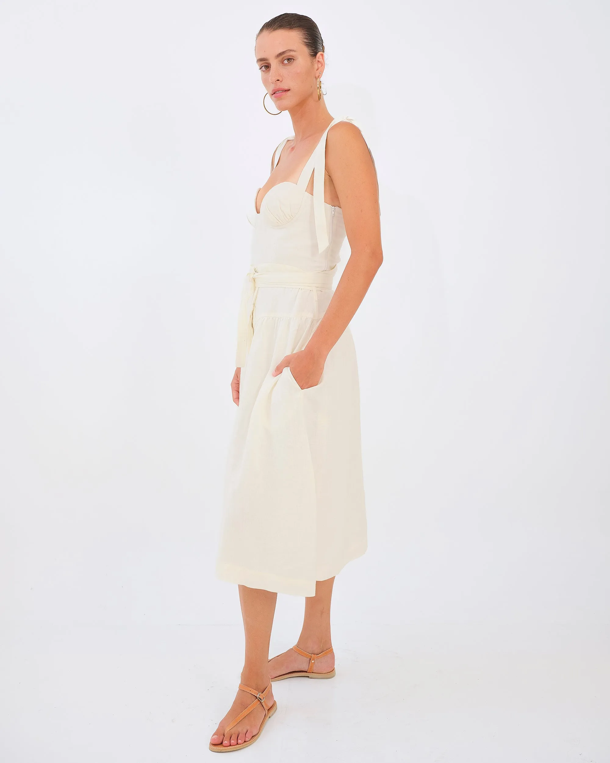 Tiana Skirt - White Linen by Desert Queen