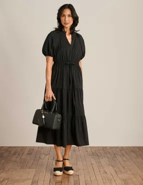 Tiered Puff Sleeve Midi Dress