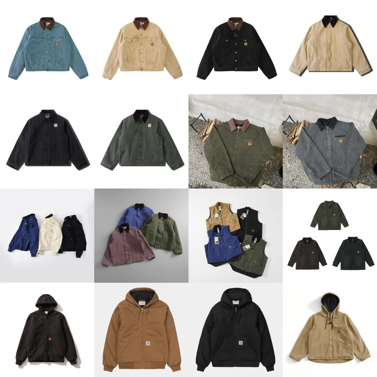 Toleet 90s streetwear Kahart Style Canvas American Lapel Workwear Jacket Classic Detroit Coat Men's and Women's Hooded Jacket Fashion