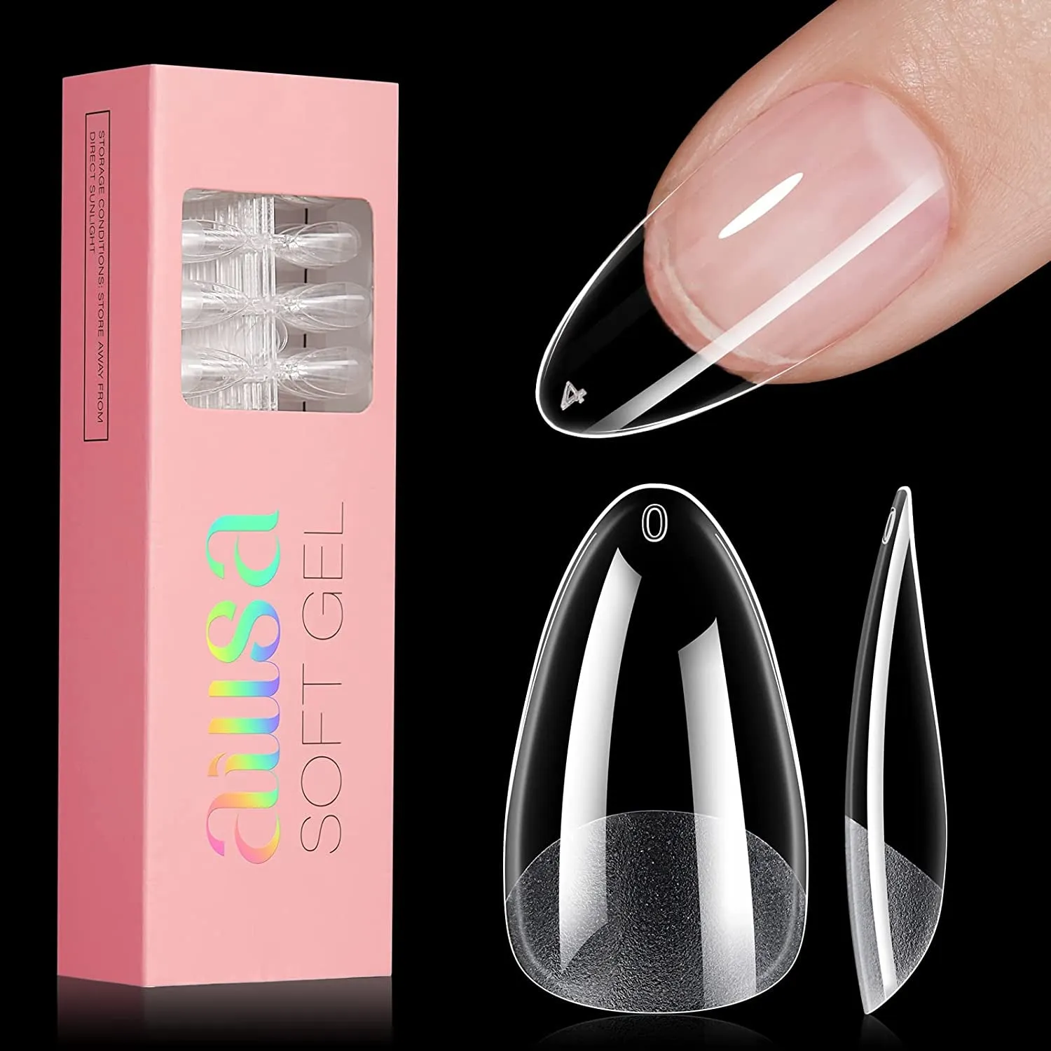 Ultimate Gel Nail Kit: 240 Short Almond Tips, 2-in-1 Glue, Base Coat, Lamp & More for Beginners