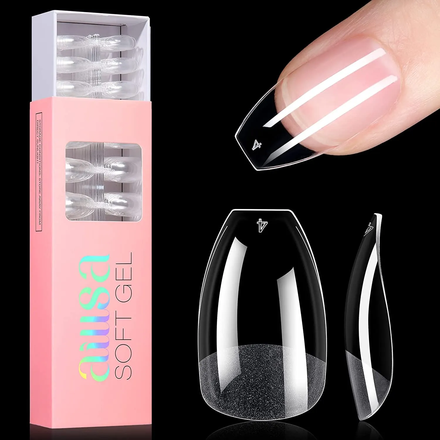 Ultimate Gel Nail Kit: 240 Short Almond Tips, 2-in-1 Glue, Base Coat, Lamp & More for Beginners