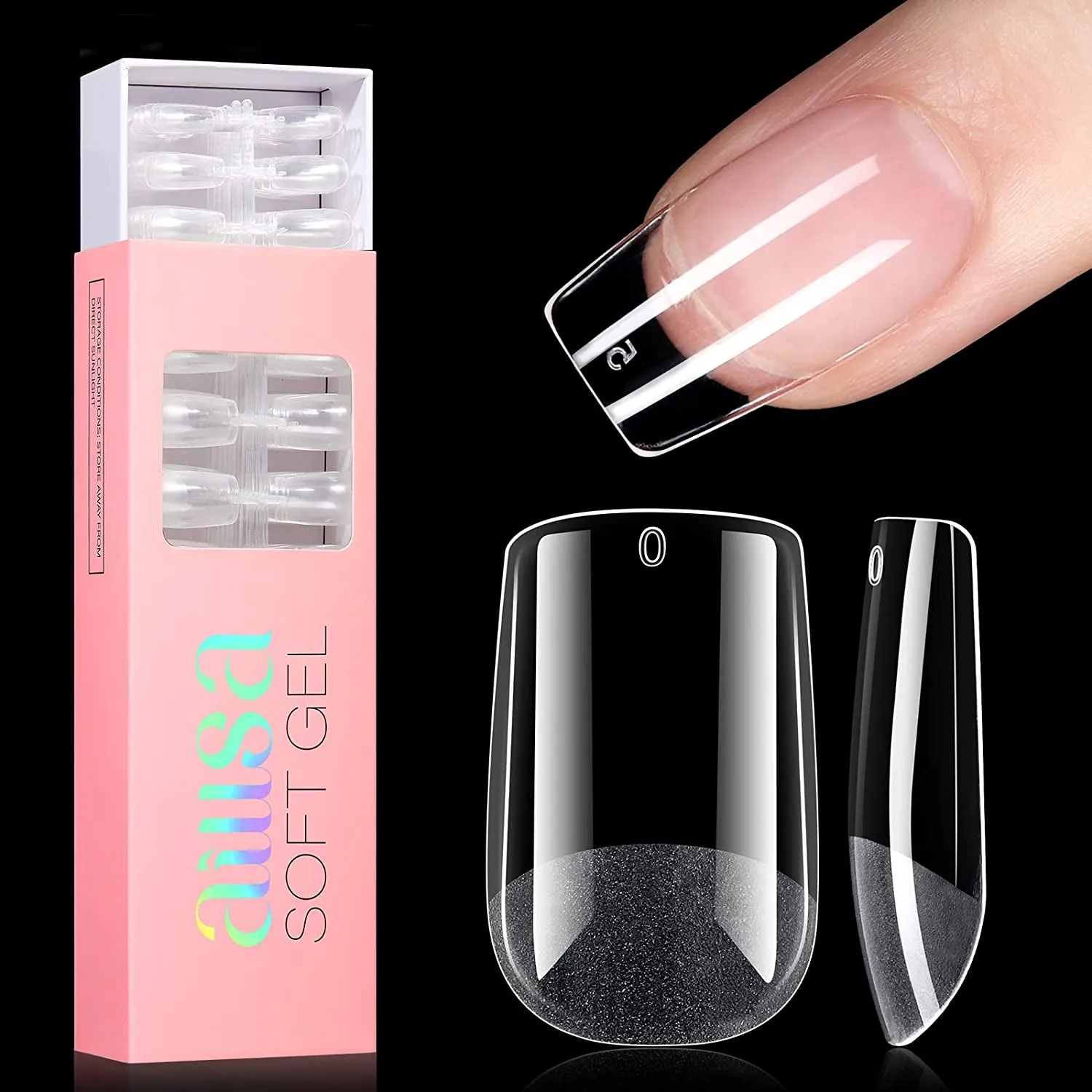 Ultimate Gel Nail Kit: 240 Short Almond Tips, 2-in-1 Glue, Base Coat, Lamp & More for Beginners