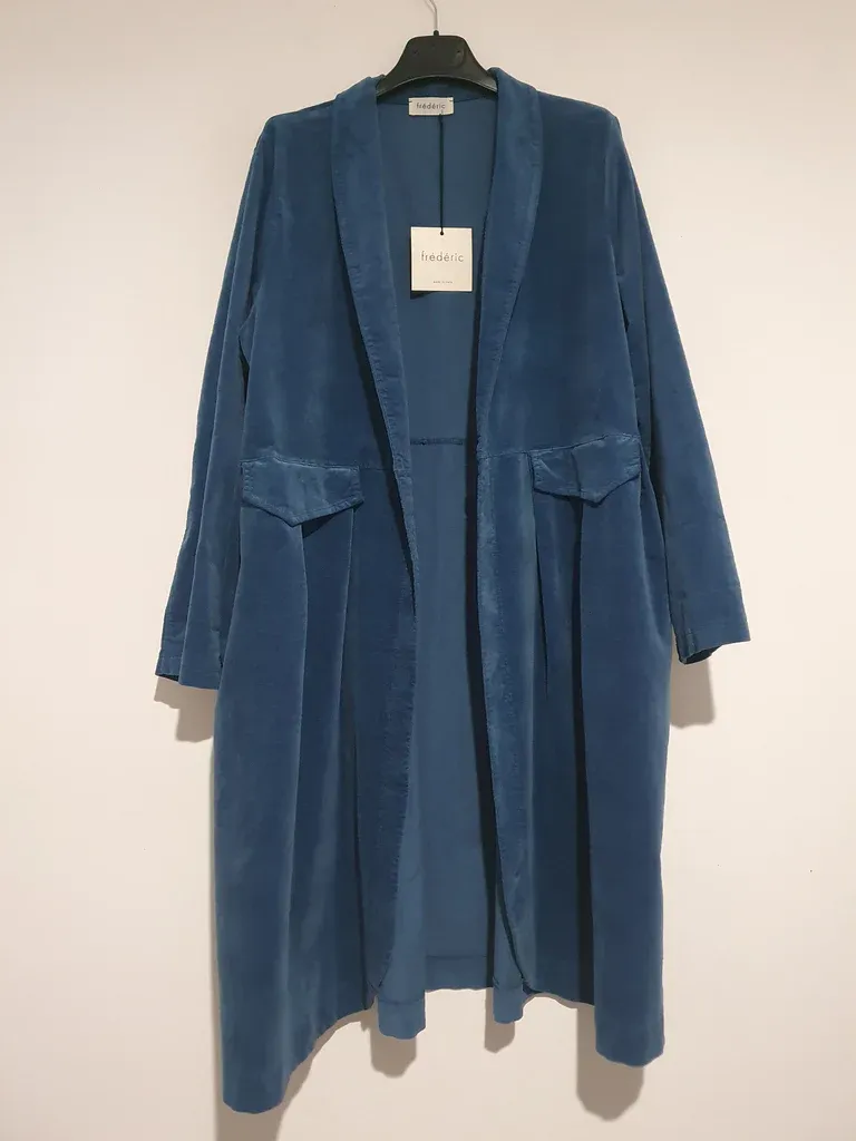 Velvet Cotton Coat - Denim - OS