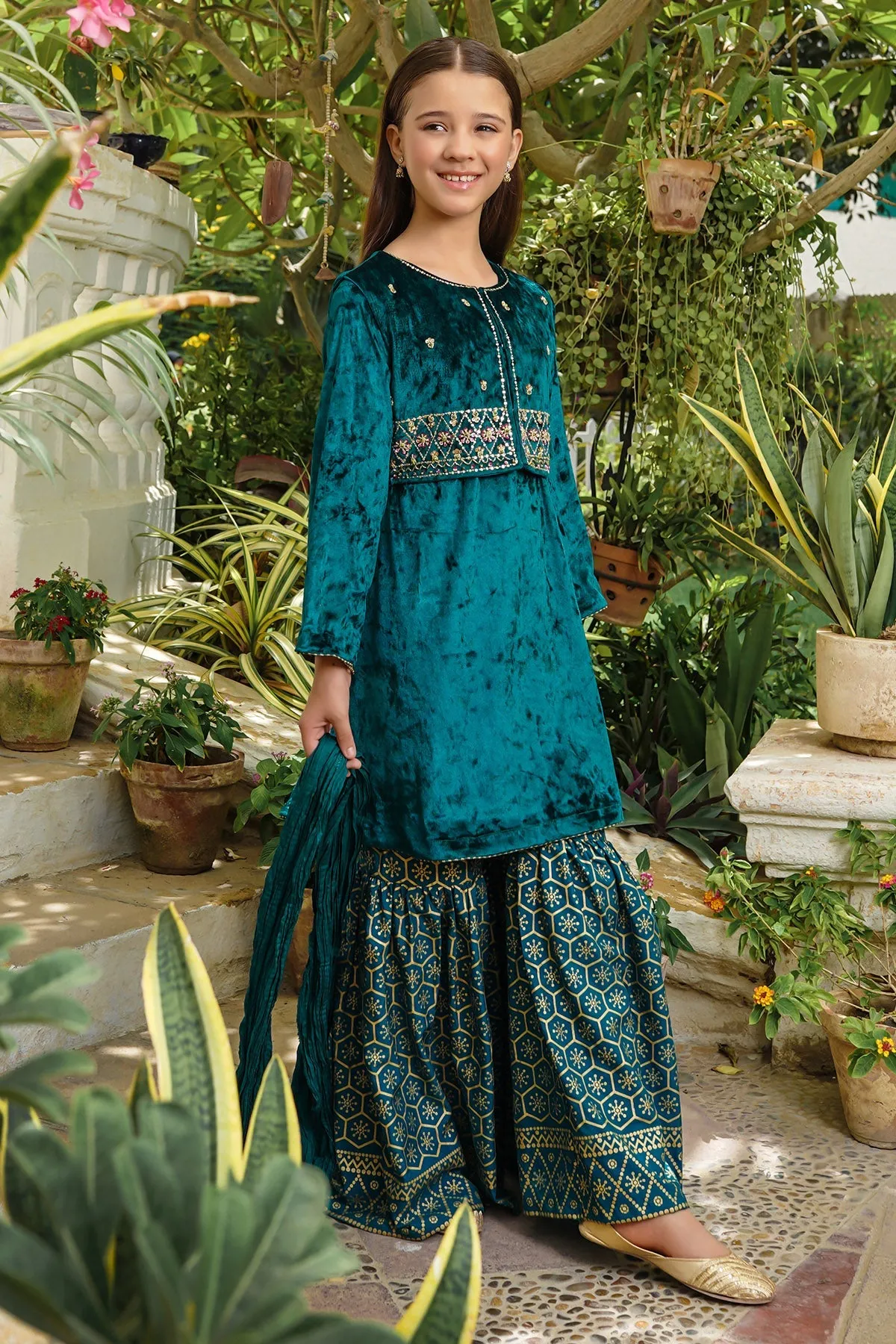 Velvet Hand Adda Work 3 Pc Suit