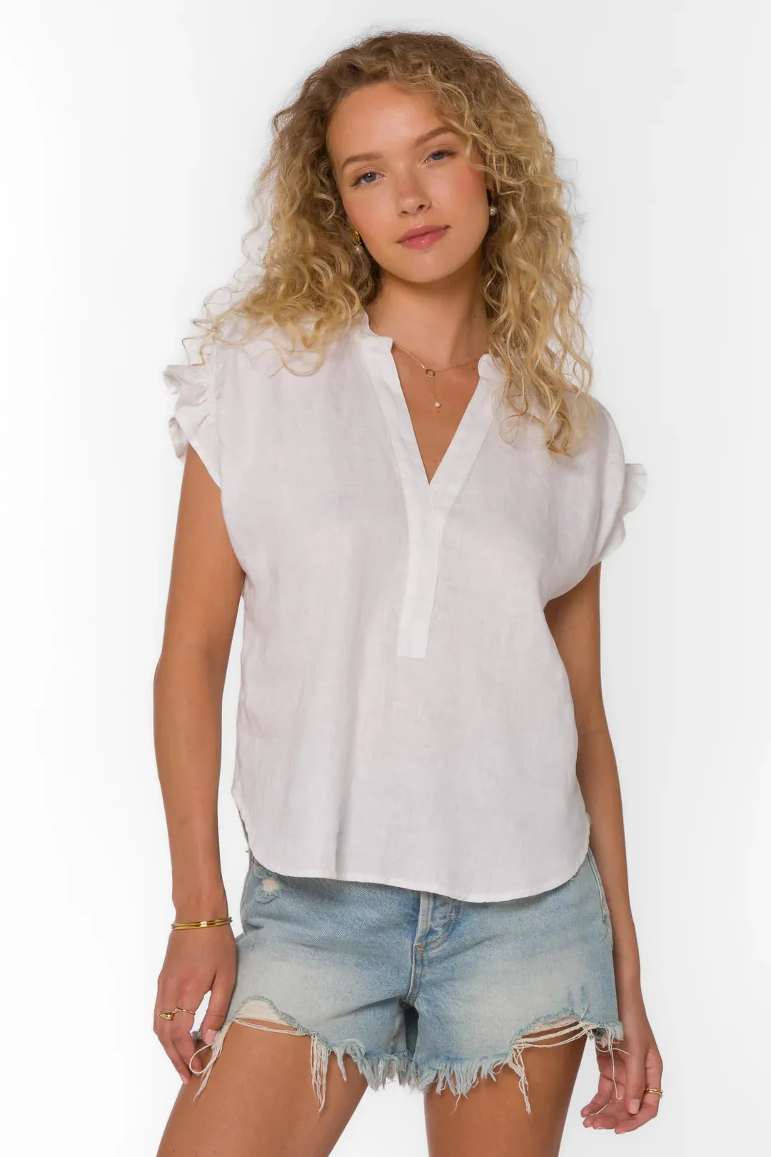 Velvet Heart Avery Linen Top (White)