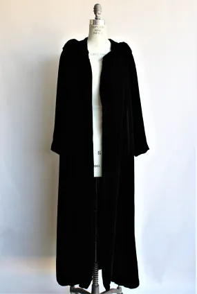 Vintage 1940s 1950s Black Velvet Opera Coat, Bergdorf Goodman New York