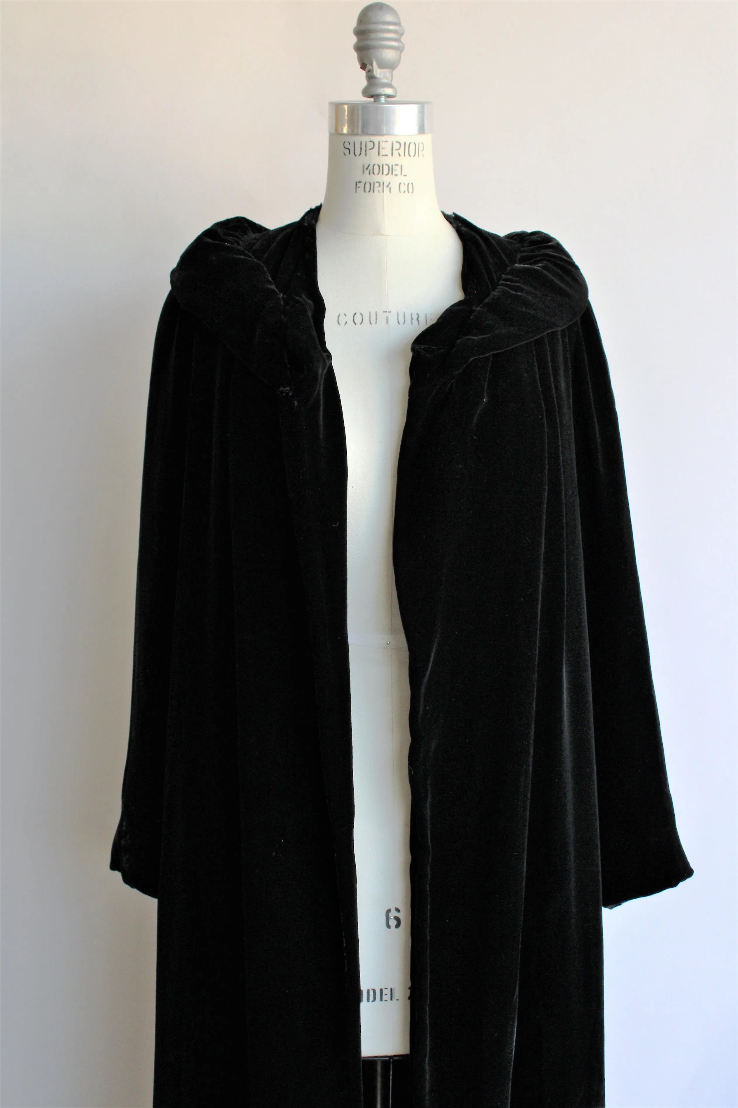 Vintage 1940s 1950s Black Velvet Opera Coat, Bergdorf Goodman New York