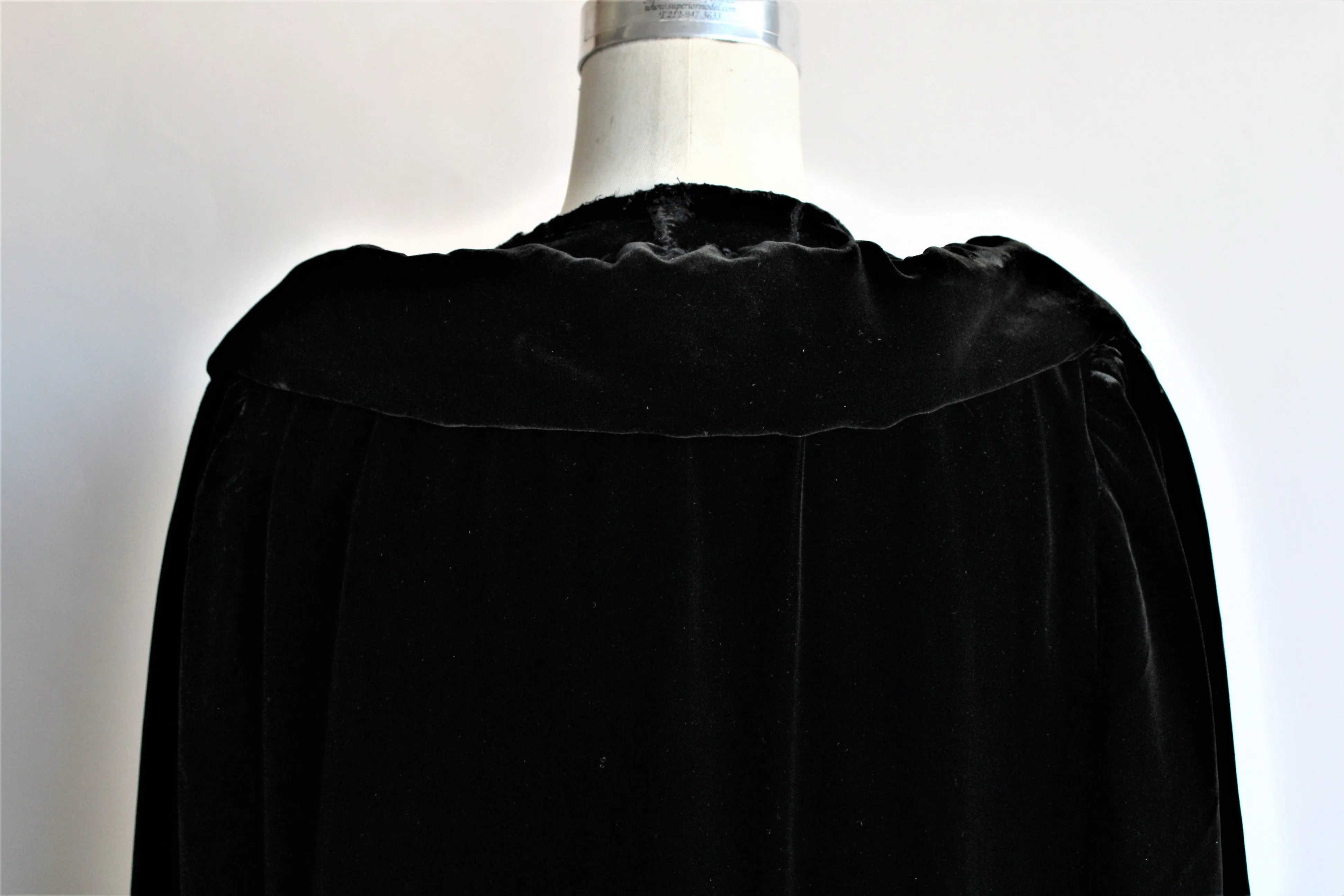 Vintage 1940s 1950s Black Velvet Opera Coat, Bergdorf Goodman New York