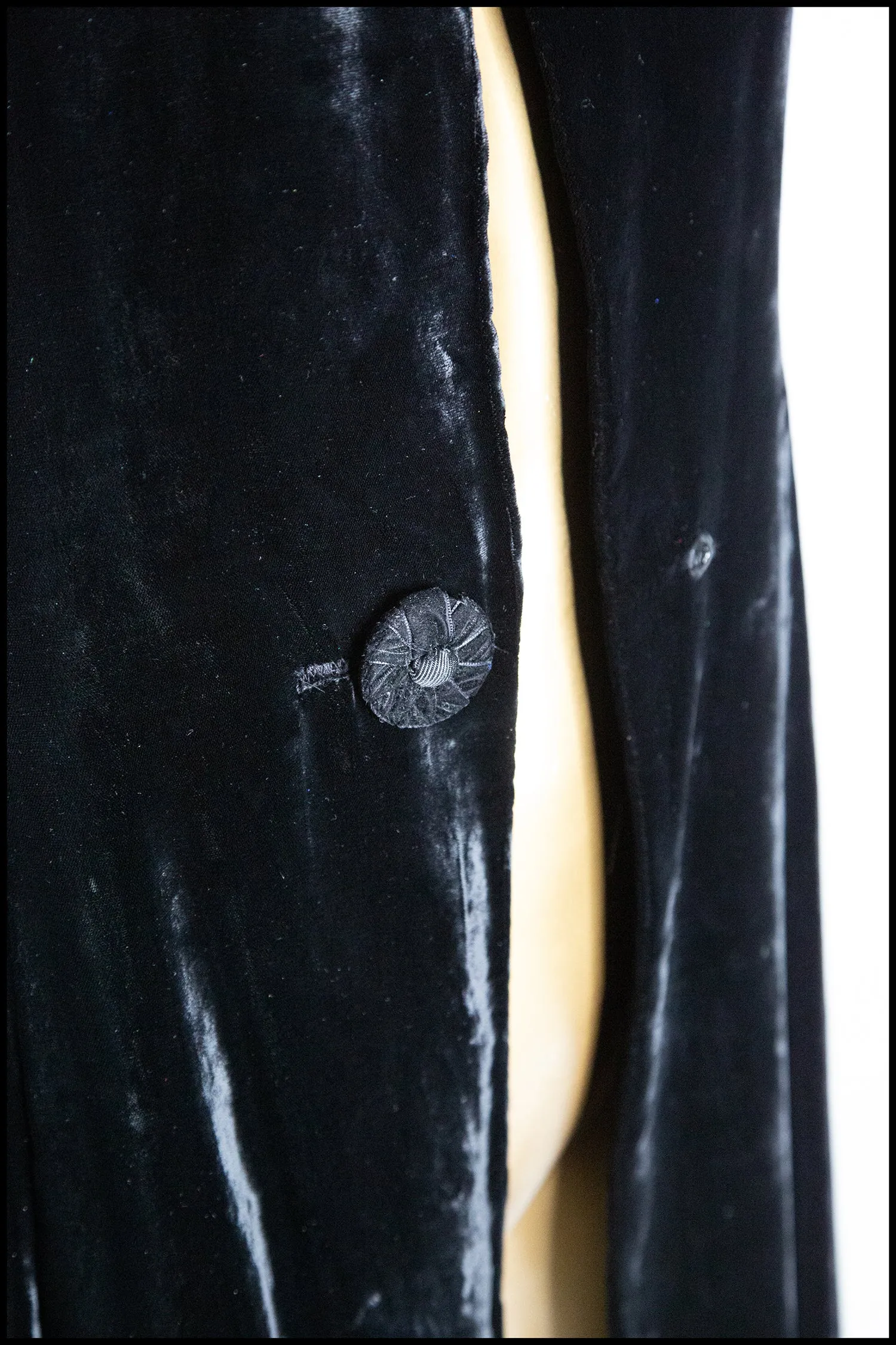 Vintage 1940s Black Silk Velvet Dress Coat