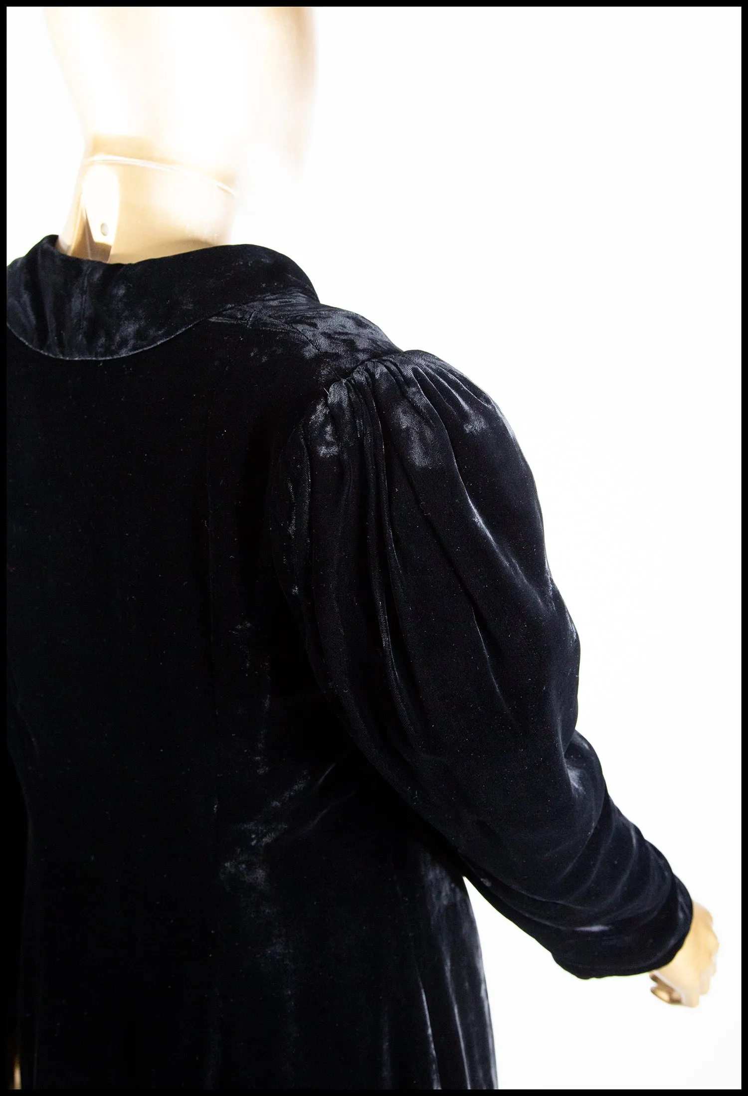 Vintage 1940s Black Silk Velvet Dress Coat